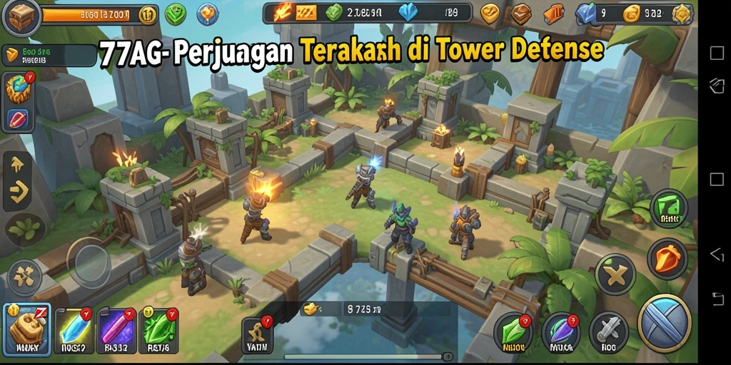 Tampilan gameplay seru dari 77AG dalam Tower Defense.