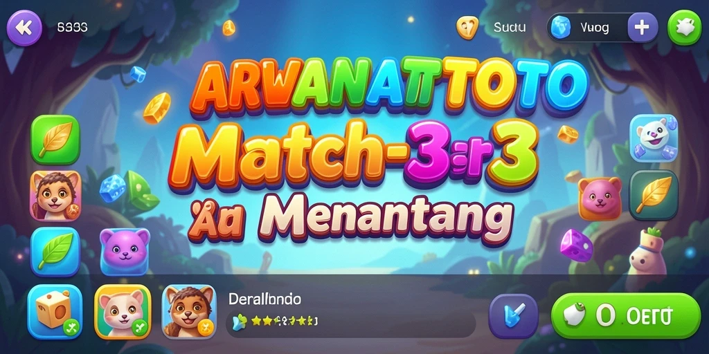 Tampilan gameplay ARWANATOTO dengan aksi mencocokkan item.