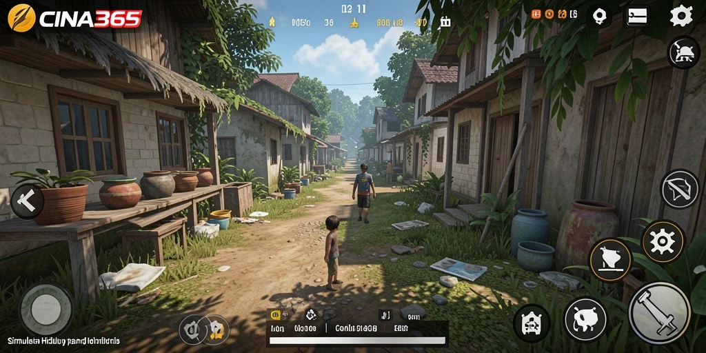 Screenshot CINA365 menunjukan gameplay simulasi yang menarik.