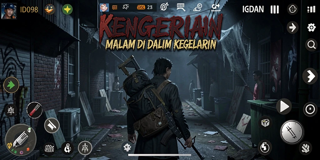 Tampilan gameplay menyeramkan dan atmosfer menakutkan di ID098.