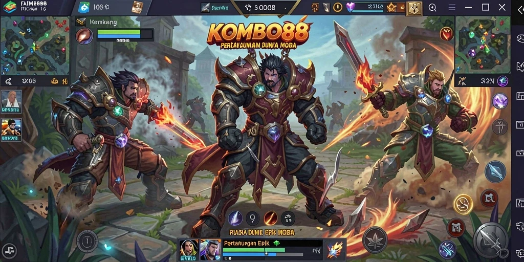 Screenshot menampilkan aksi seru dalam pertempuran MOBA.