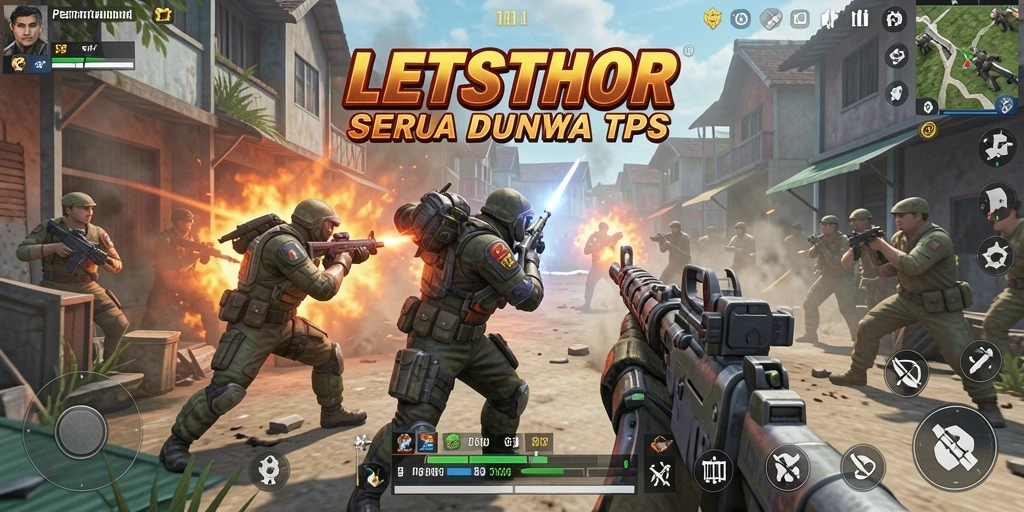 Tangkapan layar LETSTHOR menampilkan aksi pertempuran yang mendebarkan di dunia TPS.