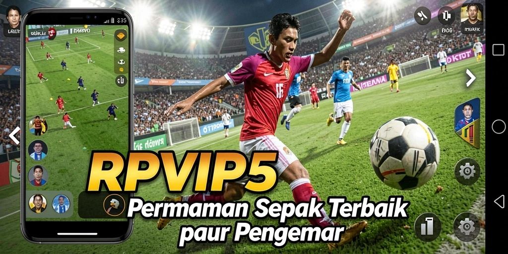 Tampilan gameplay RPVIP5 yang mendebarkan dalam aksi sepak bola.