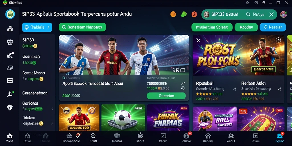 Tampilan utama SIP33 dengan pilihan taruhan olahraga yang menarik.