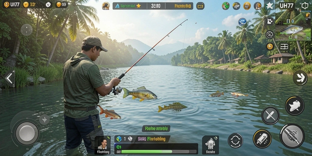 Tangkapan ikan yang menakjubkan dalam gameplay UH77.